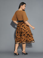 Floral Embroidered Mesh keyhole Dress