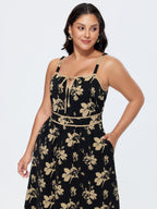 Floral Print Keyhole Neckline Maxi Dress