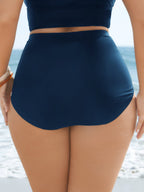 High Rise Ruched Plain Bikini Bottoms