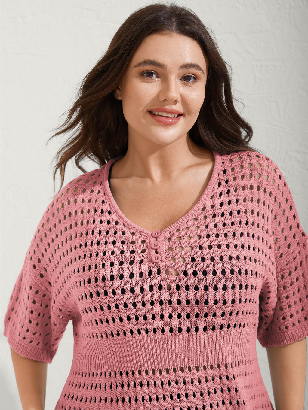 Cut-Out Waist-Cinched Button Swim Cover-Up