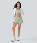 Low Rise Color Block Curved Hem 2-in-1 Cool Touch Quick Dry Running Shorts with Pocket