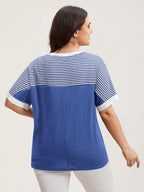 Solid and Striped Contrast Hem T-Shirt