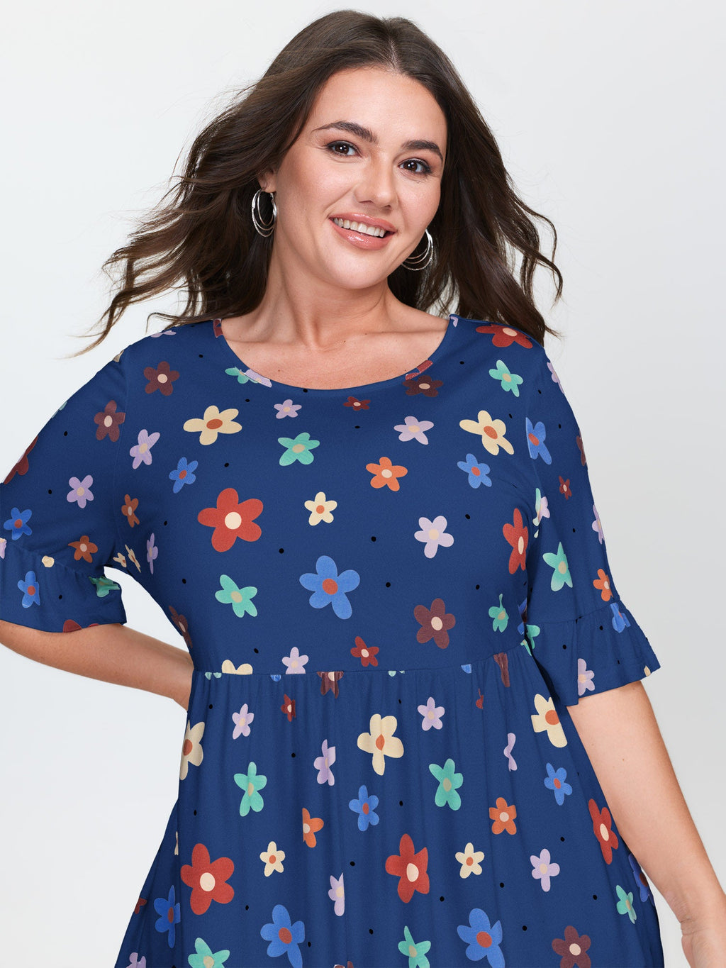 Floral Print Stretchy Knit Top