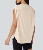 Dropped Shoulder Curved Hem Yoga Sports Top
