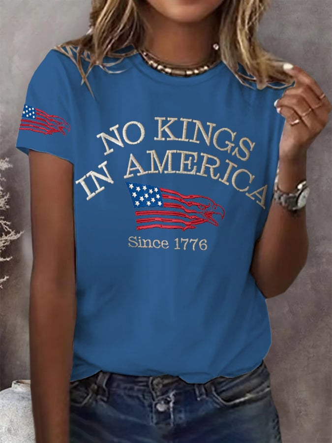 🔥Buy 3 Get 15% Off🔥Retro Retro No Kings In America Since 1776 Print T-Shirt
