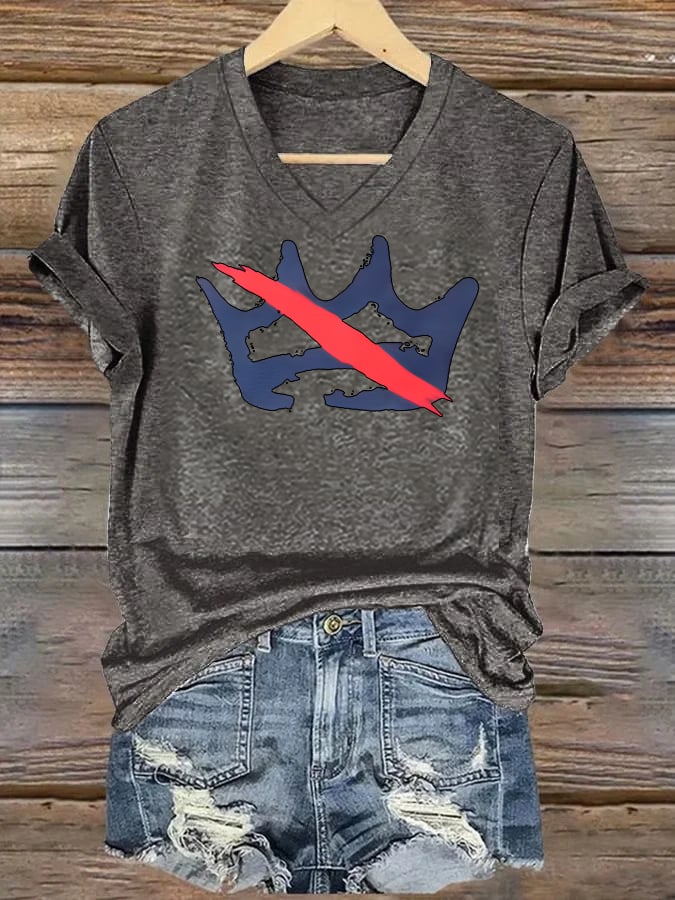 🔥Buy 3 Get 15% Off🔥V-neck Women's  America has no kings Printed Casual T-Shirt