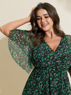 Colorful Sheer Floral Print Swim Dress