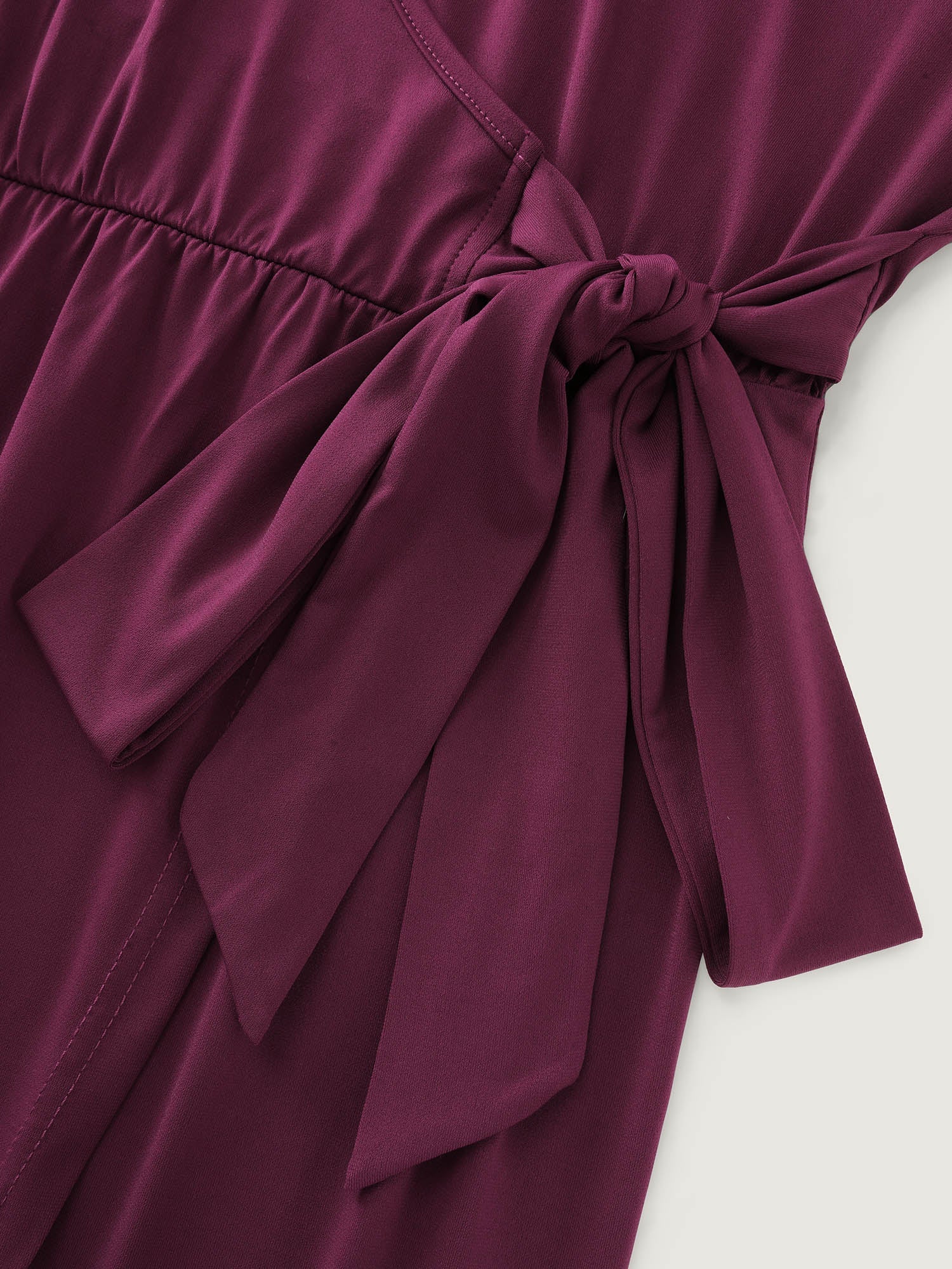 Stretchy Wrap Side-Tie Petal Hem Midi Dress