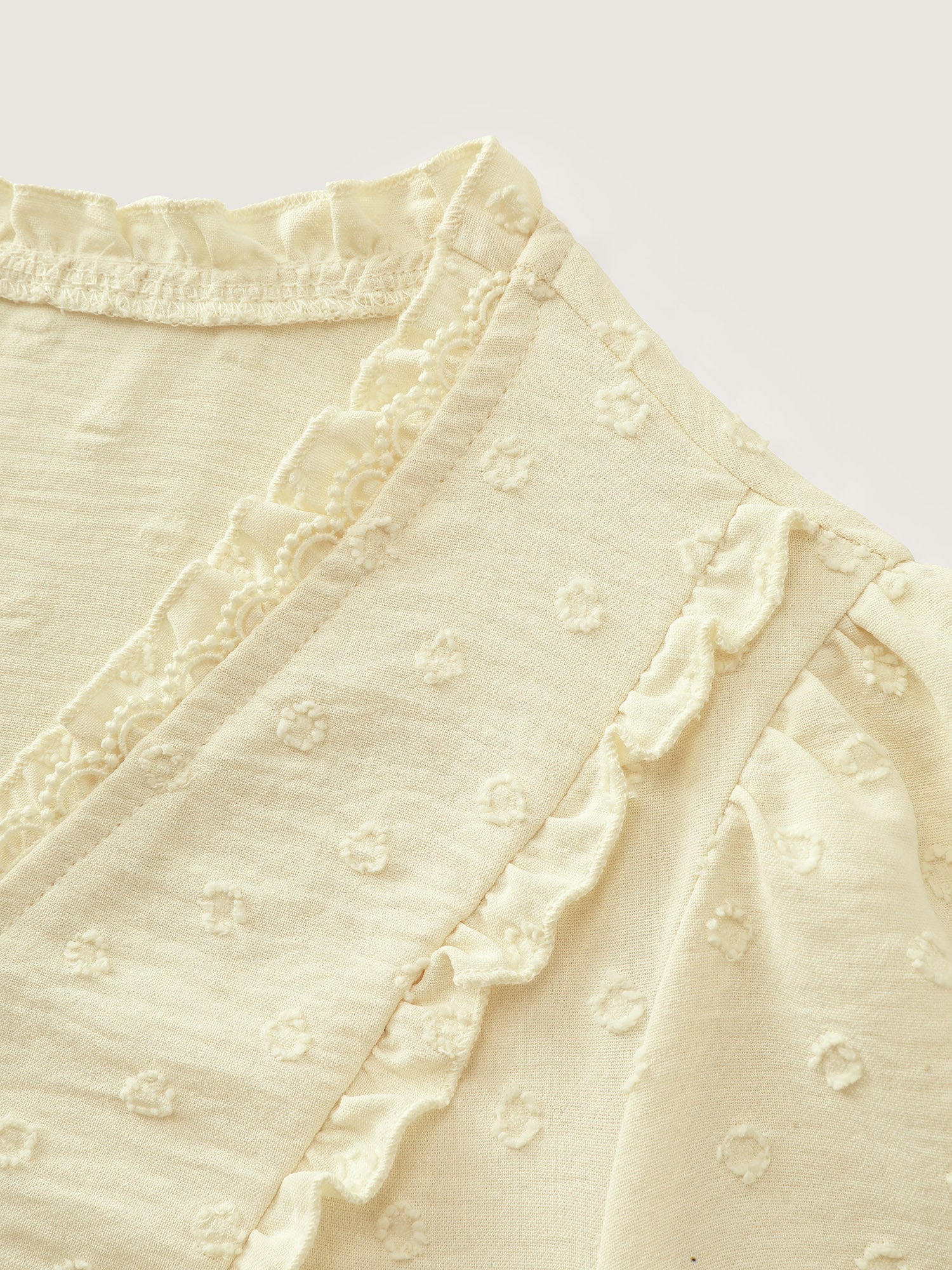 Dot Textured Ruffled Edge Blouse