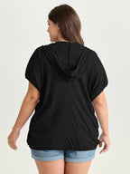 Pure Cotton Bubble Hem Hooded Knit Top