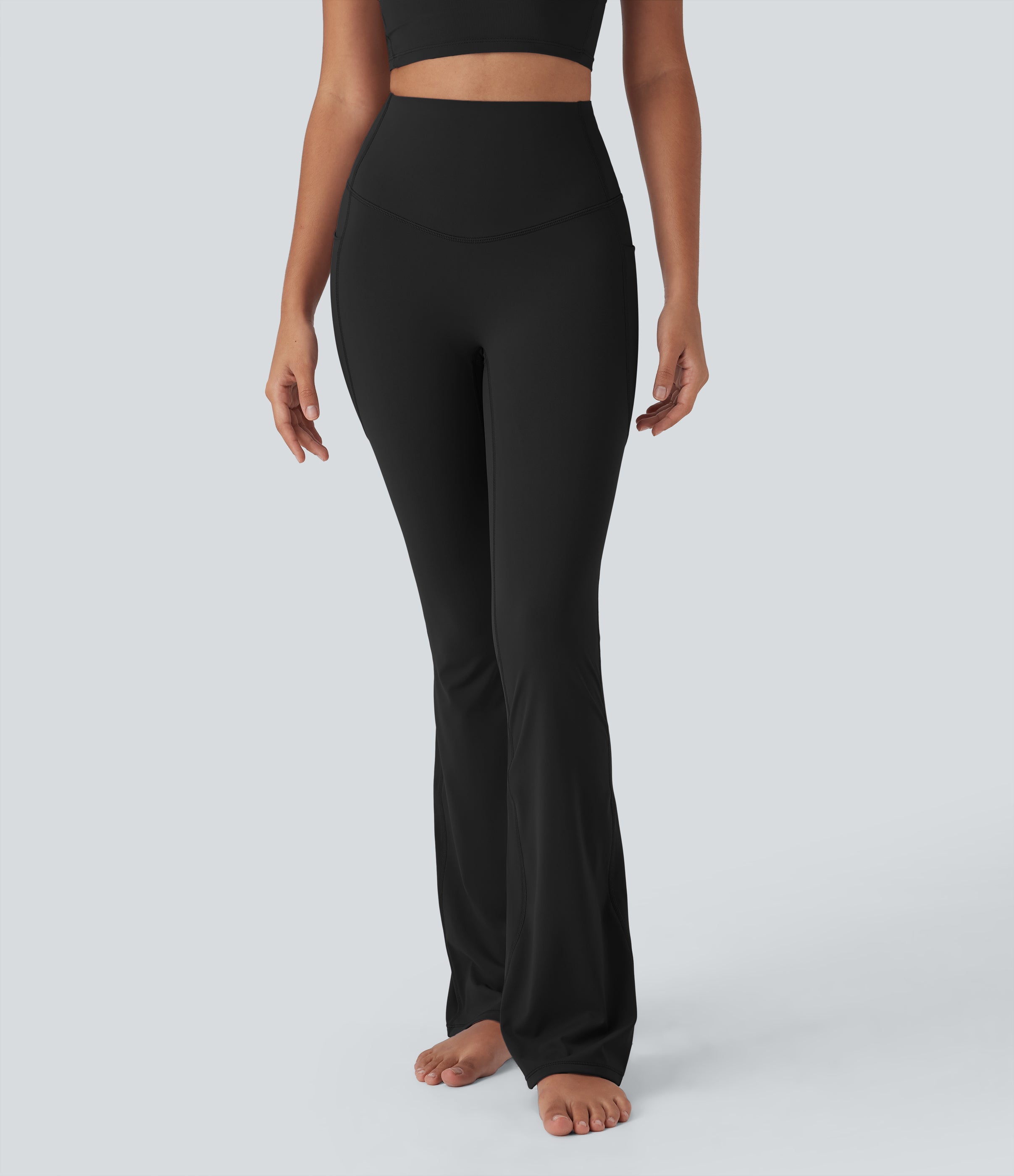UltraSculptTM Cool Quick Dry SoCinched High Waisted Tummy Control Yoga Bootcut Leggings-UPF 50+ with Pockets
