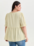 Dot Textured Ruffled Edge Blouse