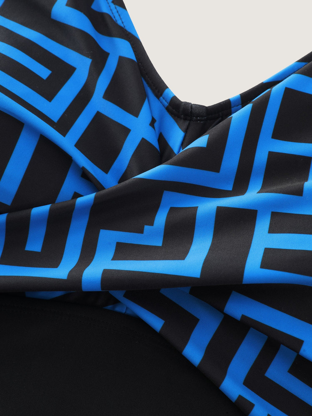 Geometric Print Color Contrast One-Piece Swim