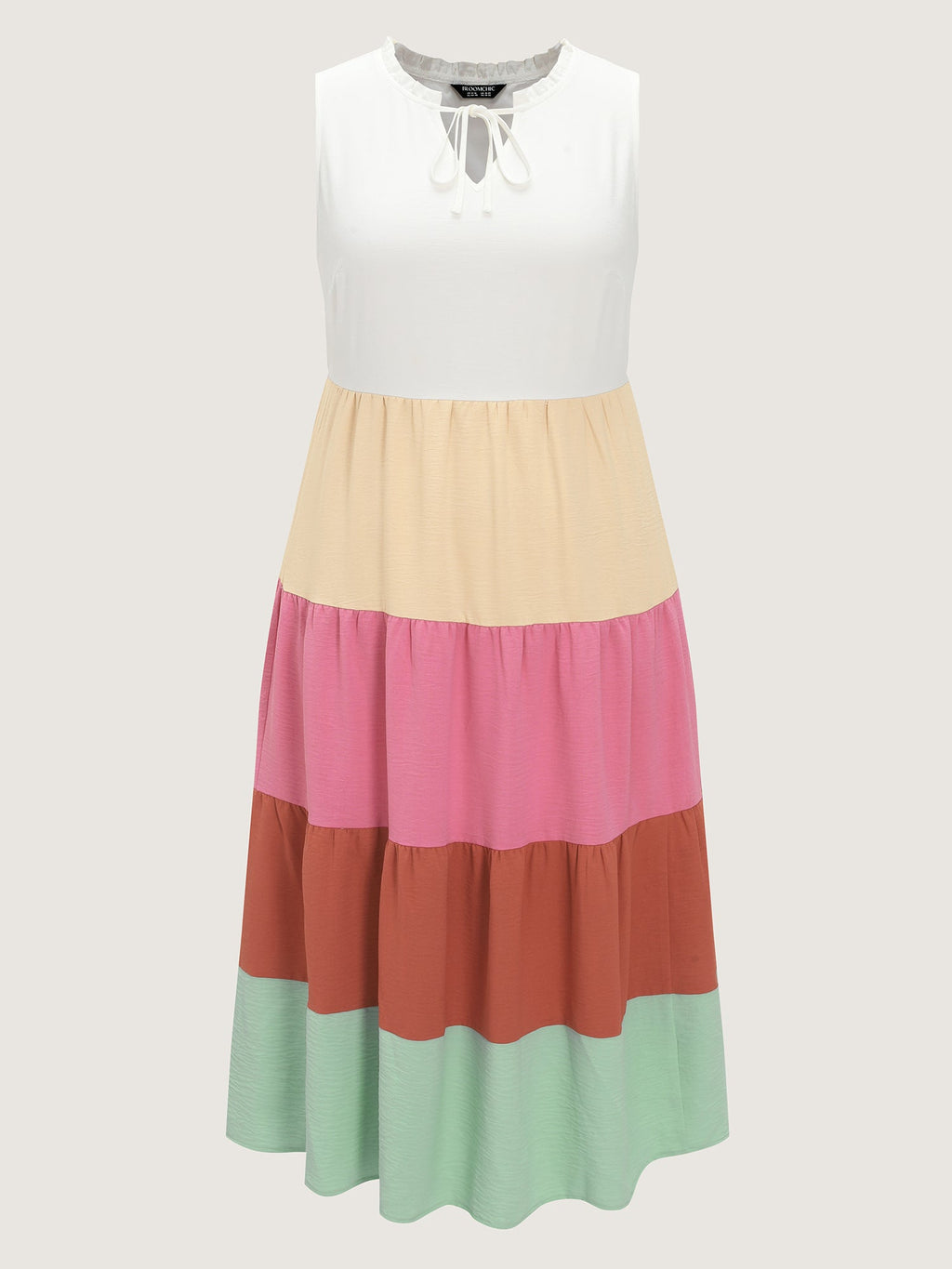 Colorblock Tiered Sleeveless Maxi Dress