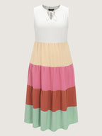 Colorblock Tiered Sleeveless Maxi Dress
