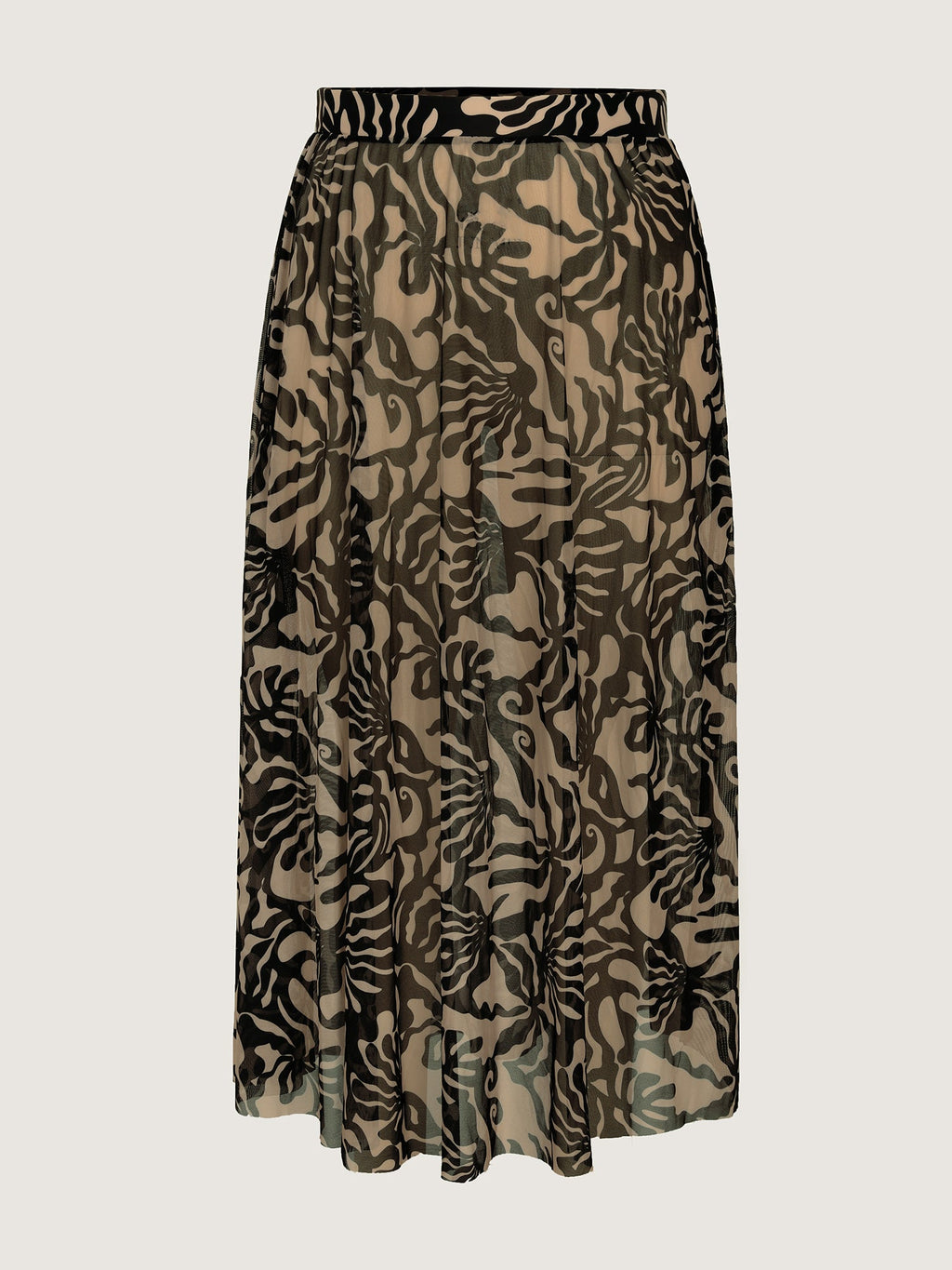 Mesh Sarong Set Abstract Print One-Piece Swimsuit