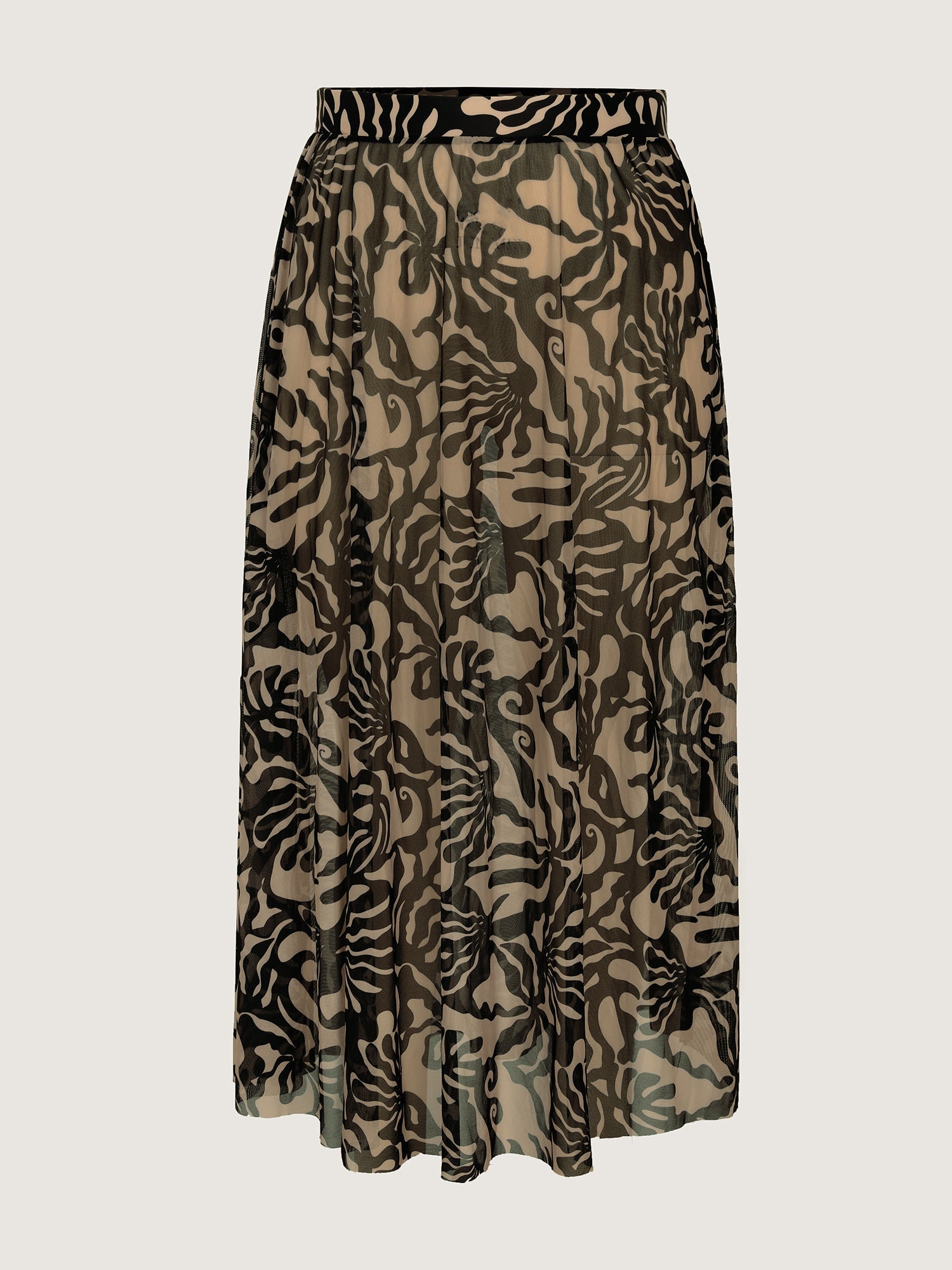 Mesh Sarong Set Abstract Print One-Piece Swimsuit