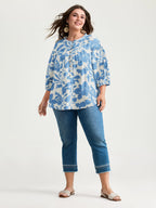 Sweet Floral Print Button Front Blouse
