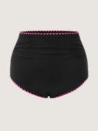 Color Contrast Embroidered Edge Bikini Bottoms