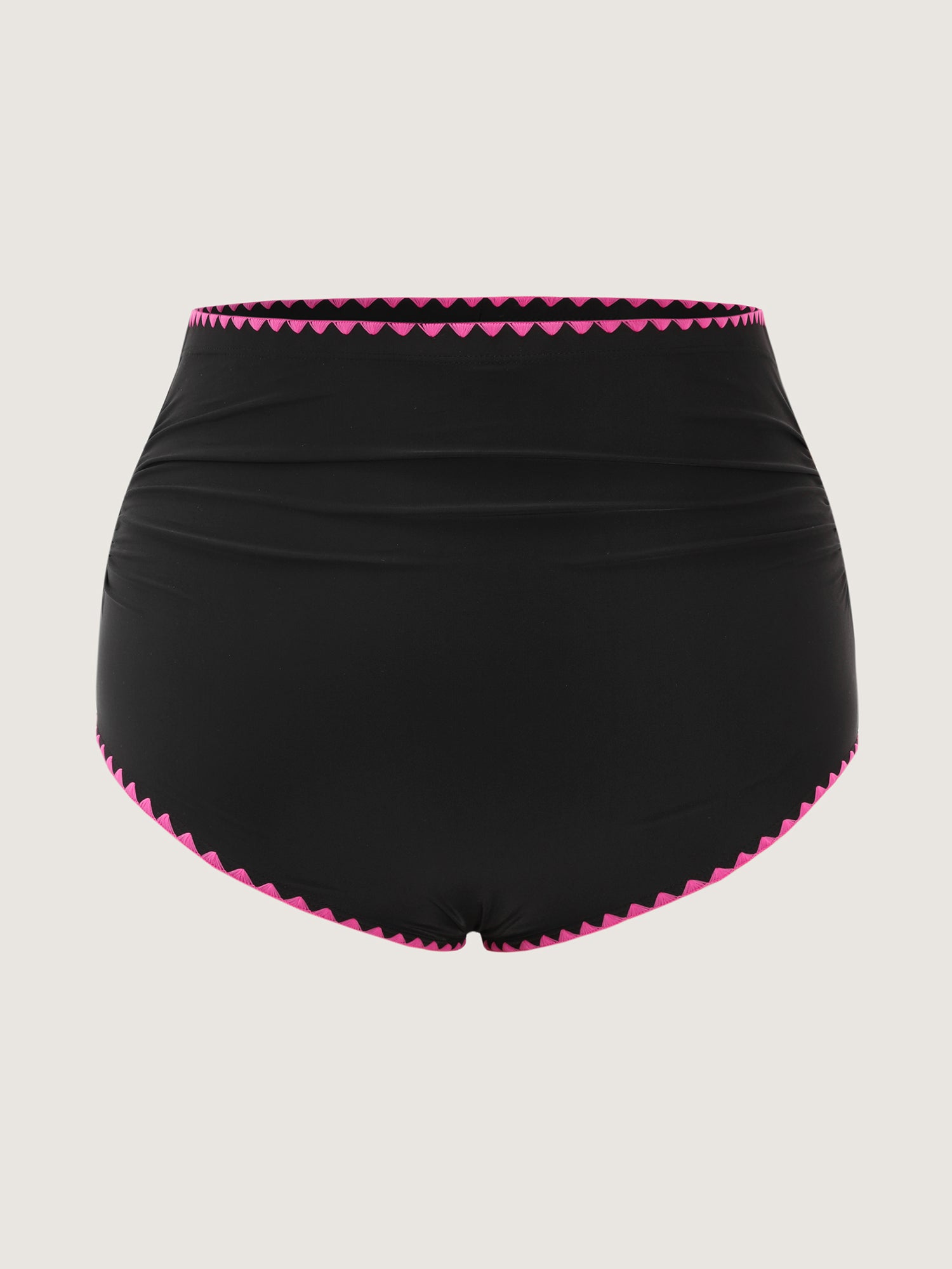 Color Contrast Embroidered Edge Bikini Bottoms