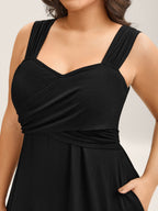 Crosswrap Bodice Pockets Midi Dress