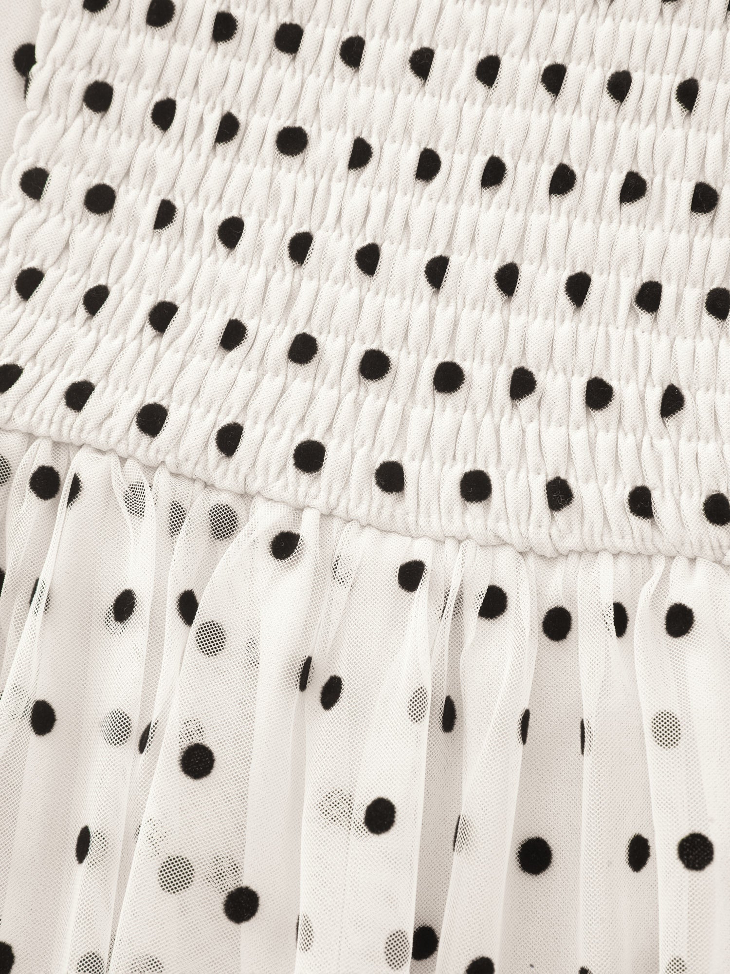 Polka Dot Charm Shirred Sheer Midi Dress