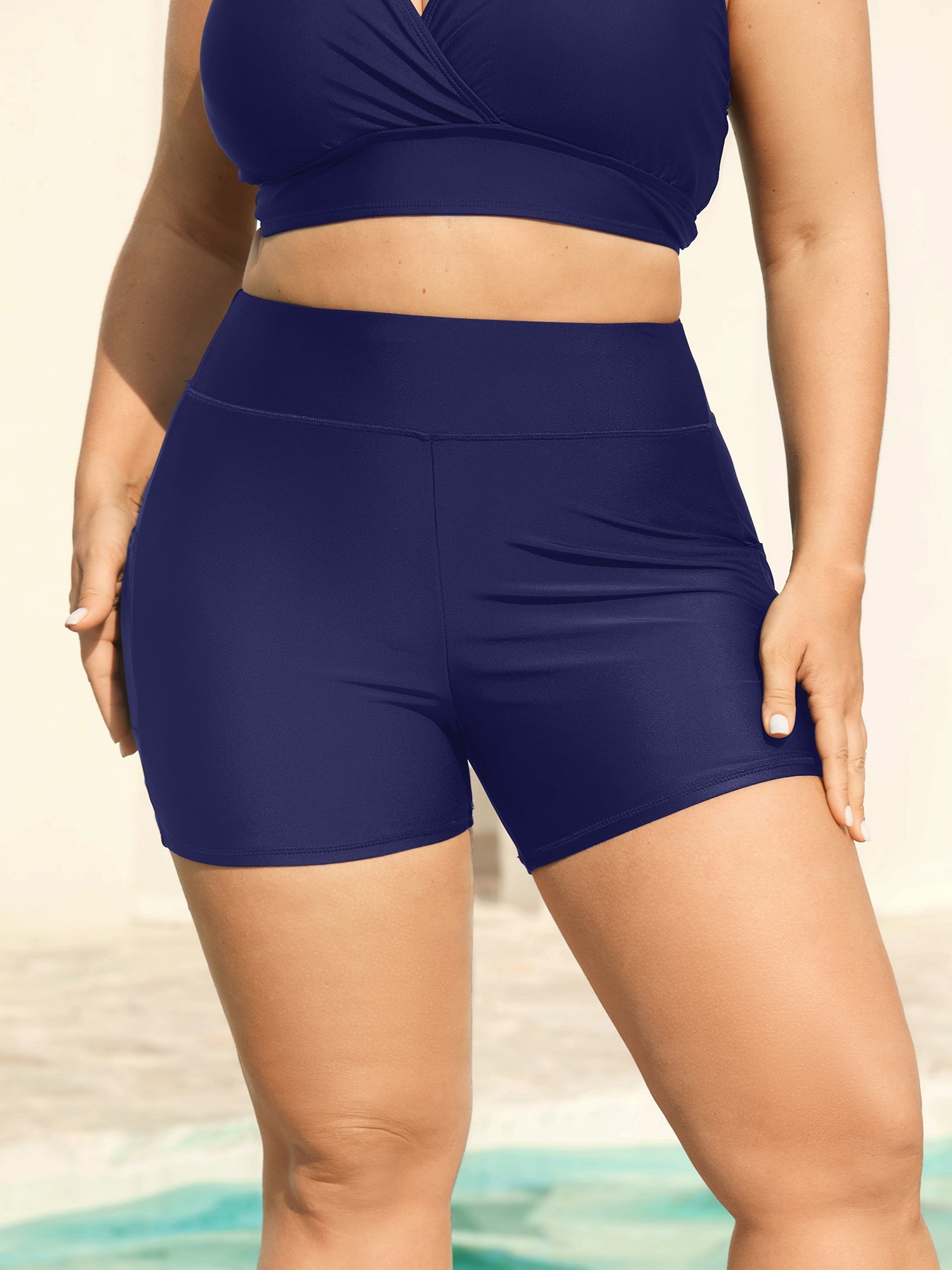 Sculpting Pockets Solid Swim Shorts