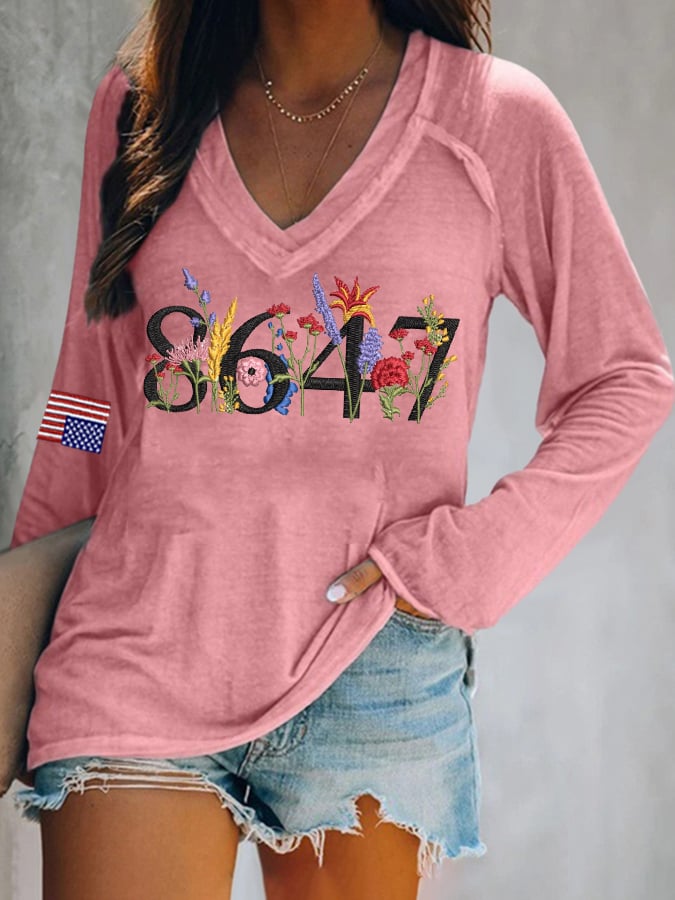 Women's Fashion Flag Print Casual T-shirt