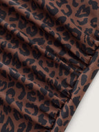 Leopard Print Channel Drawstring One-Piece Swimsuit