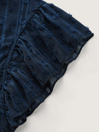 Textured Ruffled Notched Collar Blouse