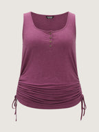 Supersoft Drawstring Ruched Scoop Neckline Tank Top