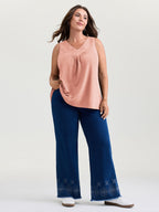 Stretchy V-Neck Pleated Tank Top
