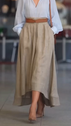Ladies' Solid Color Patchwork Irregular Casual Skirt
