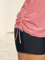 Striped Non-Removable Cups Swim Top