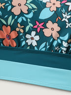 Floral Print Color Contrast Bikini Top