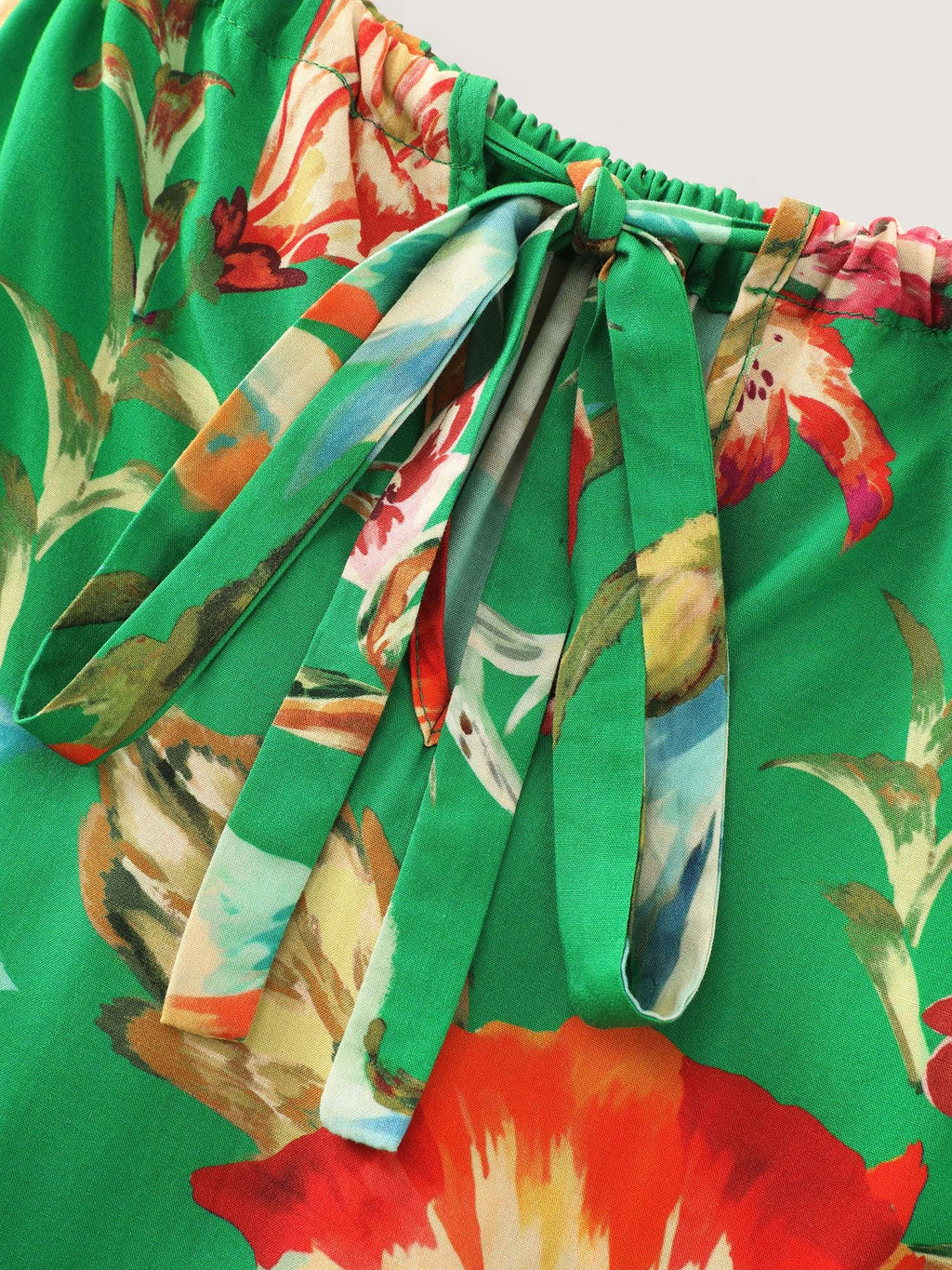 Large Floral Print Halter Neckline Midi Dress