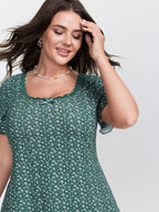 Floral Print Lace Neckline T-Shirt
