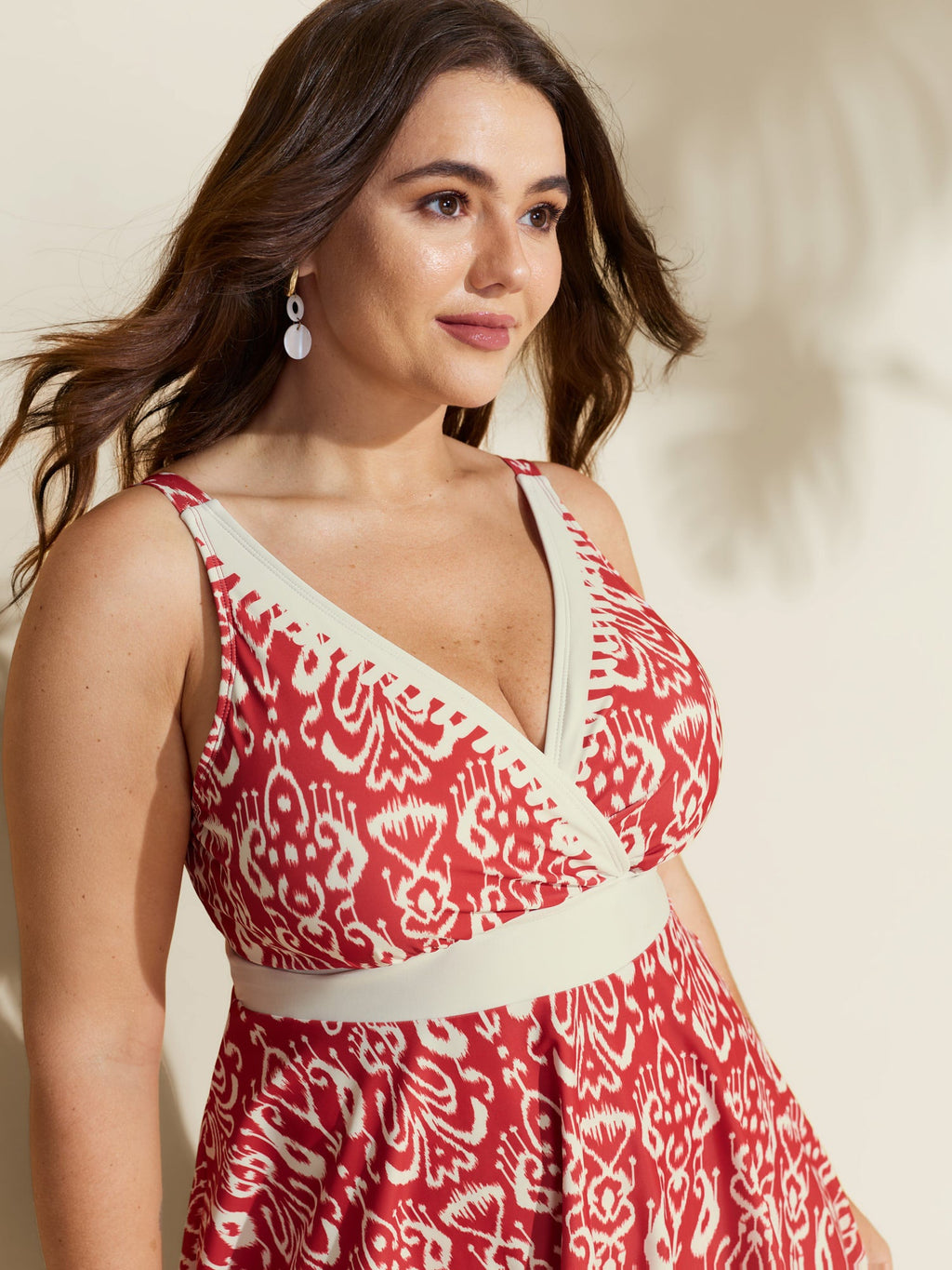 Boho Flower Print Surplice Swim Dress