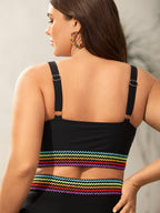 Colorful Webbed Knotted Front Bikini Top