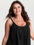 Pleated Flowy Plain Tank Top