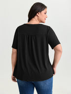 Supersoft Stretchy Draped Lace Trim Plain T-Shirt
