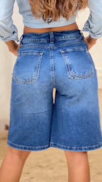 Women Ironing Diamond Washing Water Casual Jeans Five-point Pants