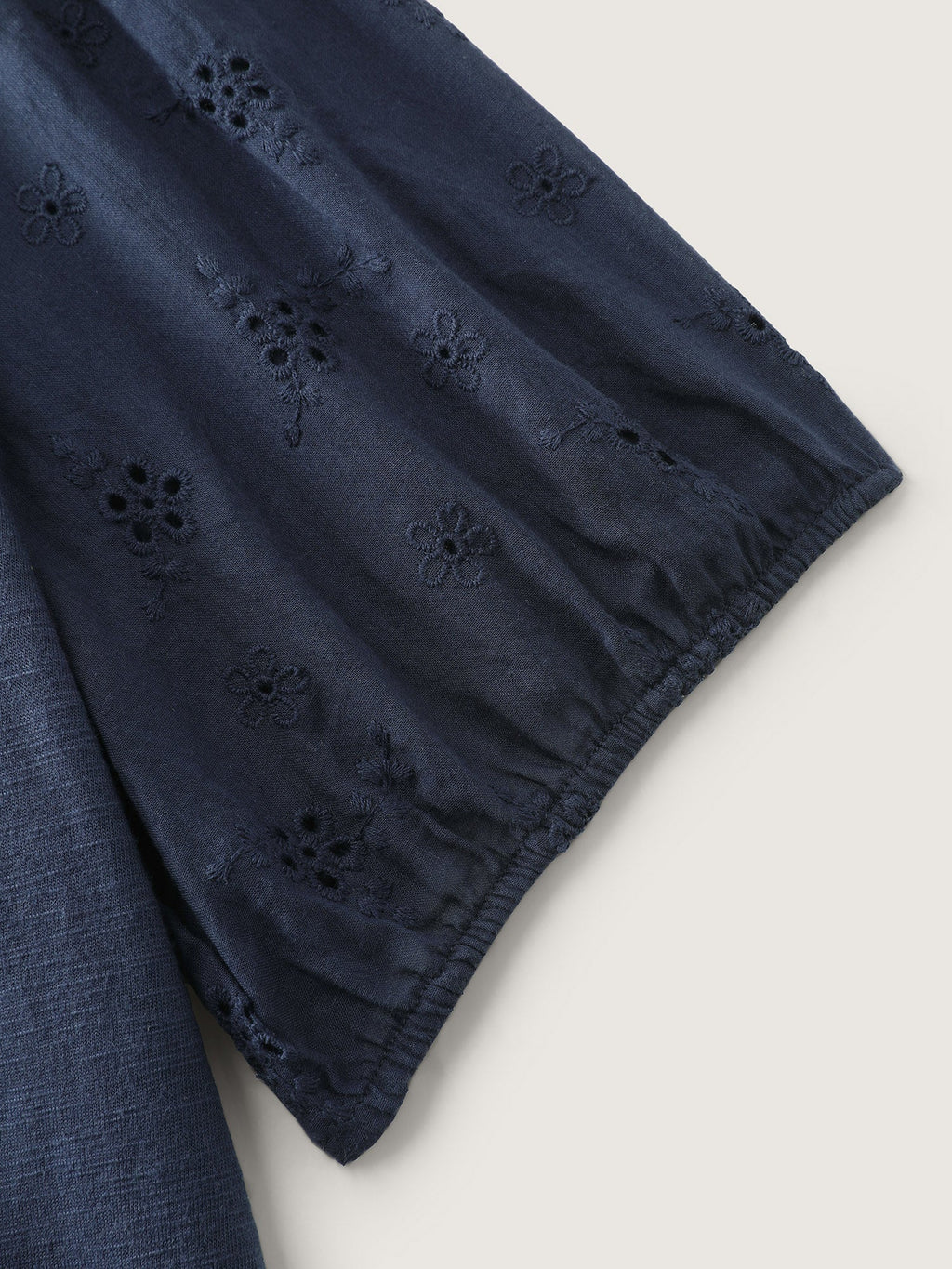 Cotton Slub Textured Embroidered Knit Top