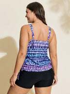 Tie-Dye Effect Scoop Neckline Swim Top