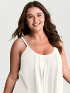 Pleated Flowy Plain Tank Top