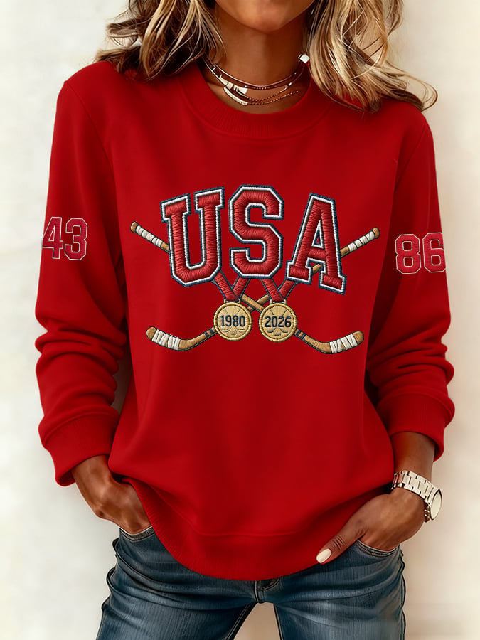 Women's  Hockey Print Sweatshirt