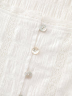 Lace Trim Sheer Ruffled Hem Blouse