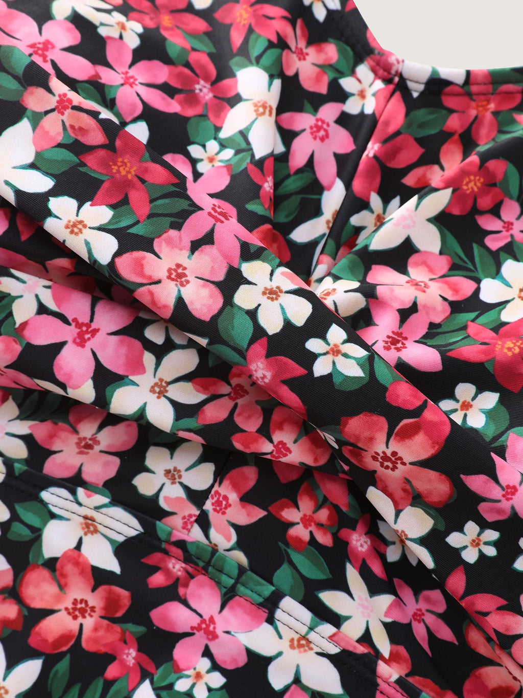 Floral Print Flutter Sleeve Swim Top