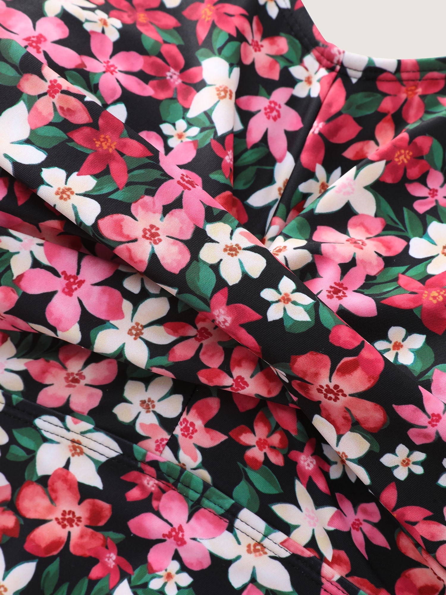 Floral Print Flutter Sleeve Swim Top