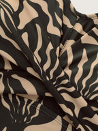 Mesh Sarong Set Abstract Print One-Piece Swimsuit